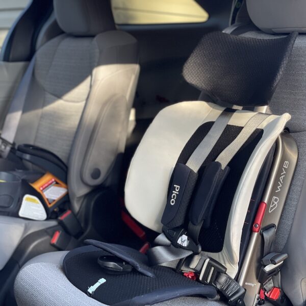 Travel Car Seat Mom - A Wayb Pico car seat in the back seat of a car.